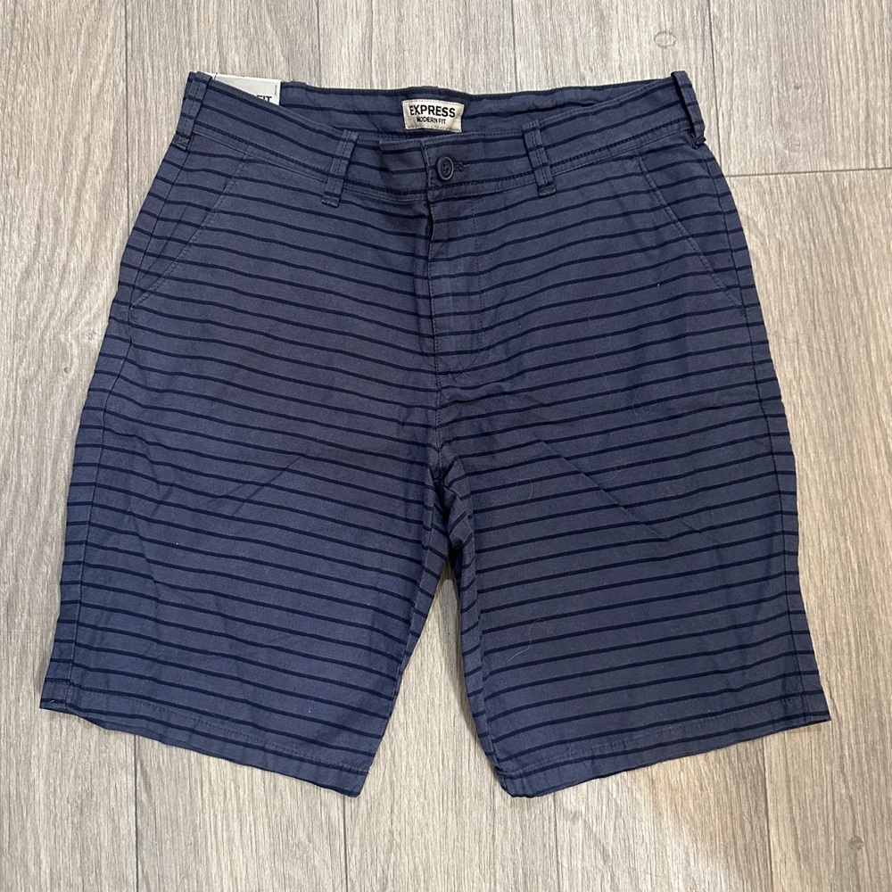Express Men's Dark Blue Striped Shorts